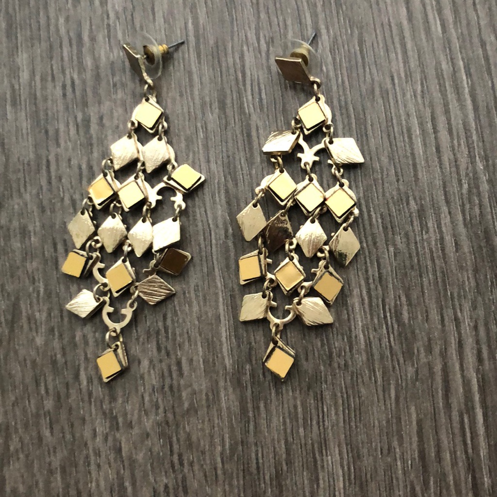 Gold Triangular Statement Earrings